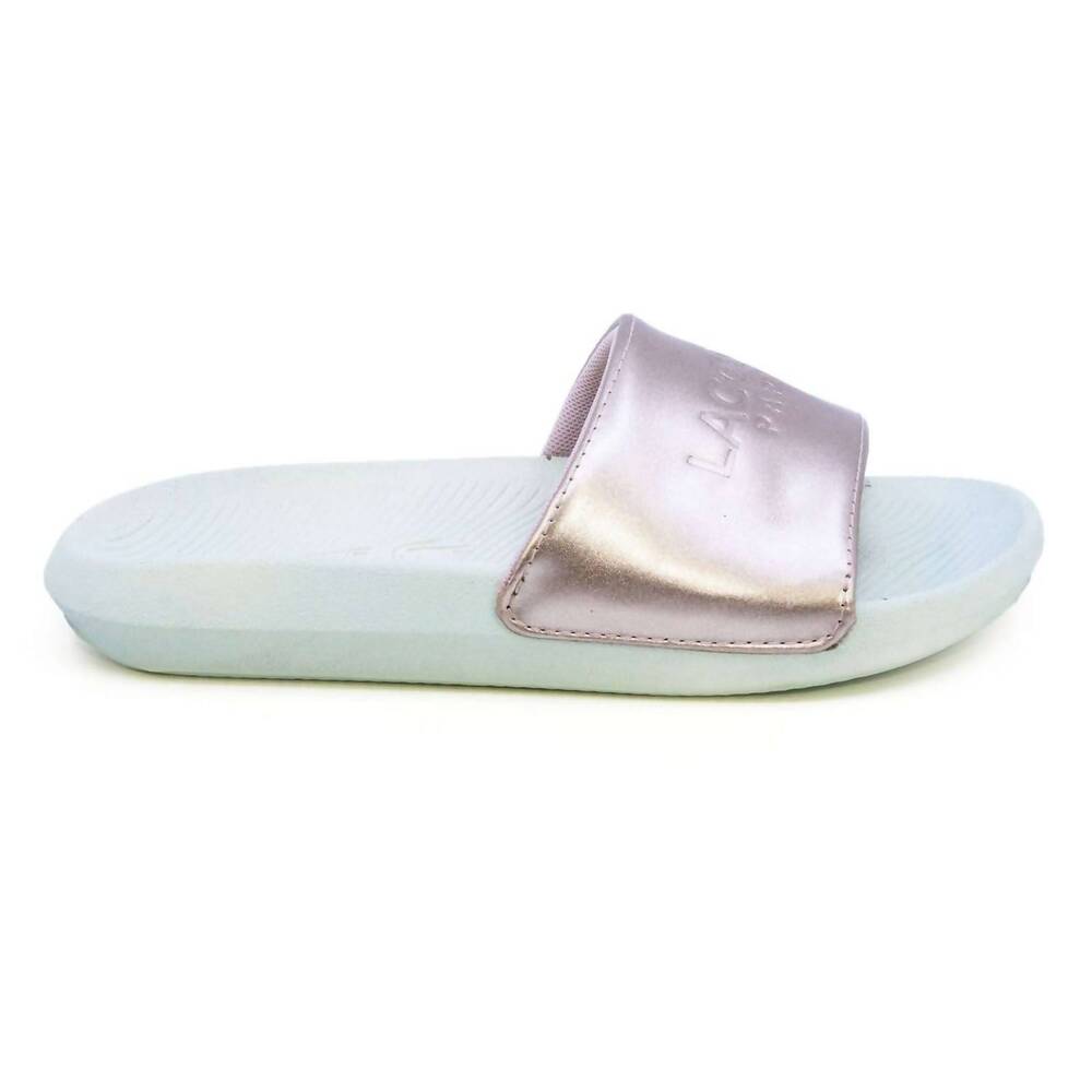 NEW LACOSTE women's croco slide sandals in pink